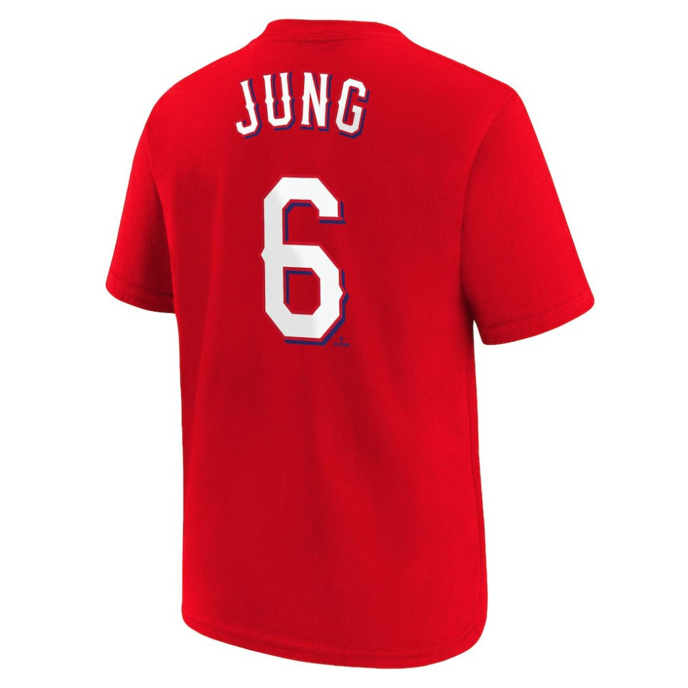 Red Josh Jung Texas Rangers Nike Youth Name & Number T-Shirt
