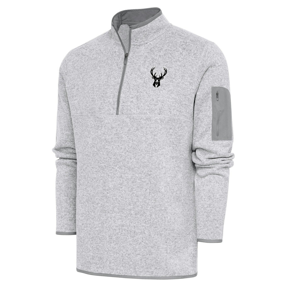 Milwaukee Bucks Antigua Metallic Logo Fortune Quarter-Zip Jacket