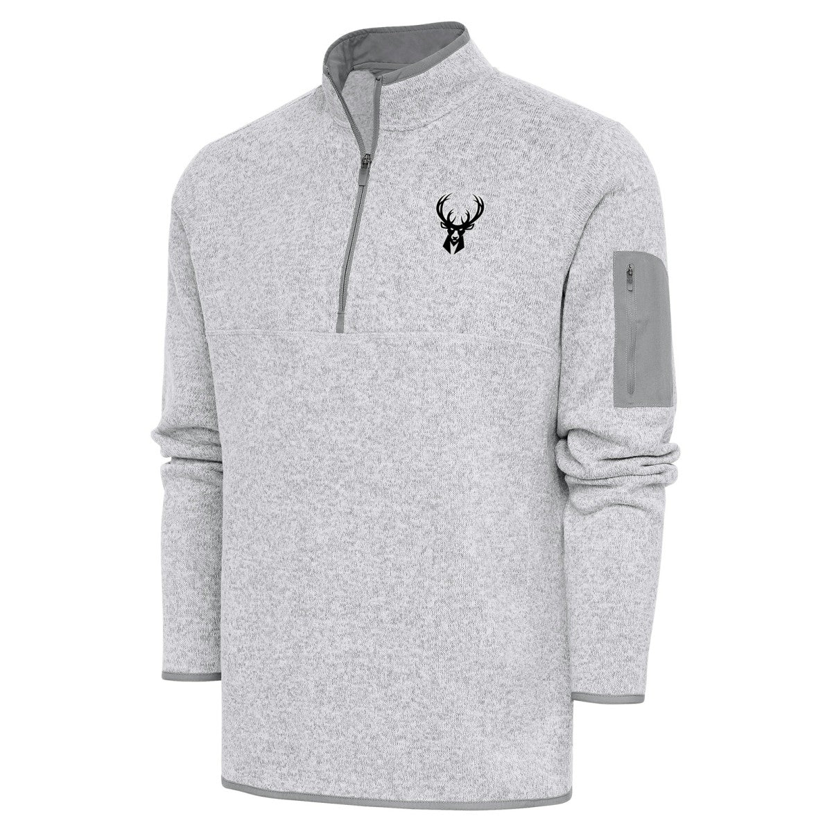 Milwaukee Bucks Antigua Metallic Logo Fortune Quarter-Zip Jacket