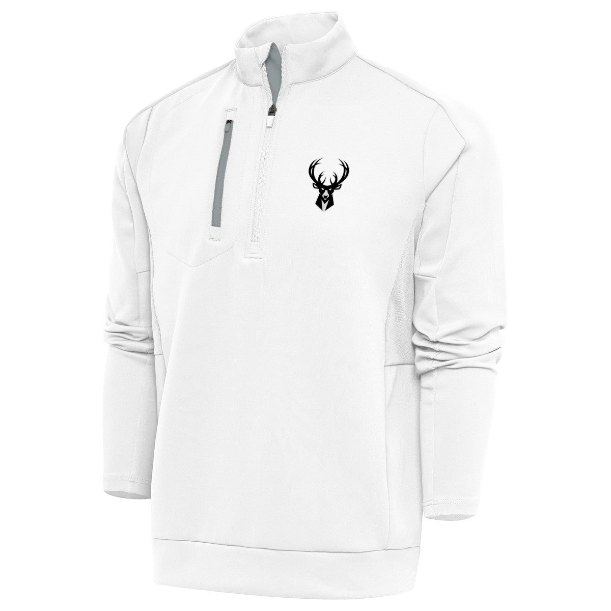 Milwaukee Bucks Antigua Metallic Logo Generation Quarter-Zip Top