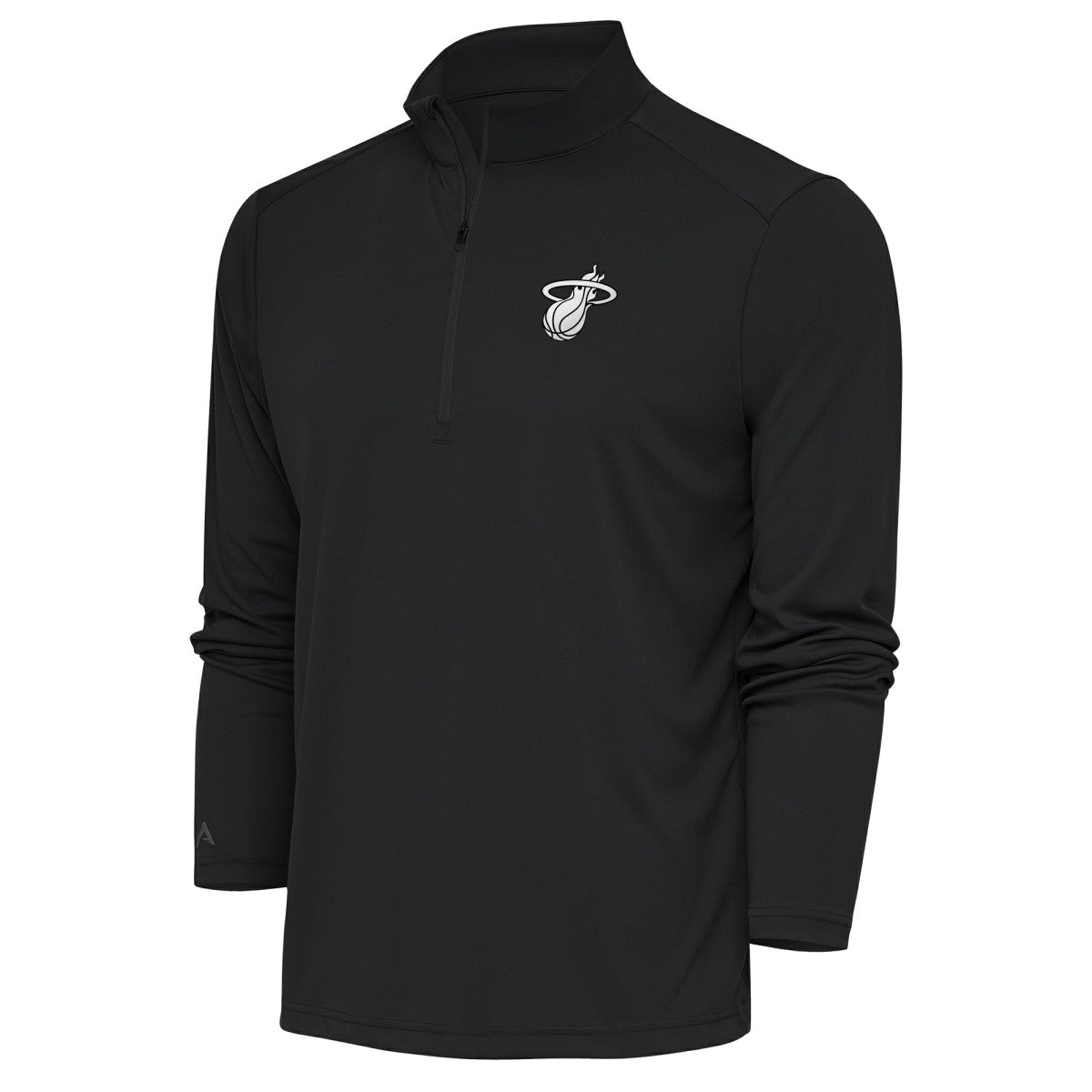 Miami Heat Antigua Metallic Logo Tribute Quarter-Zip Top