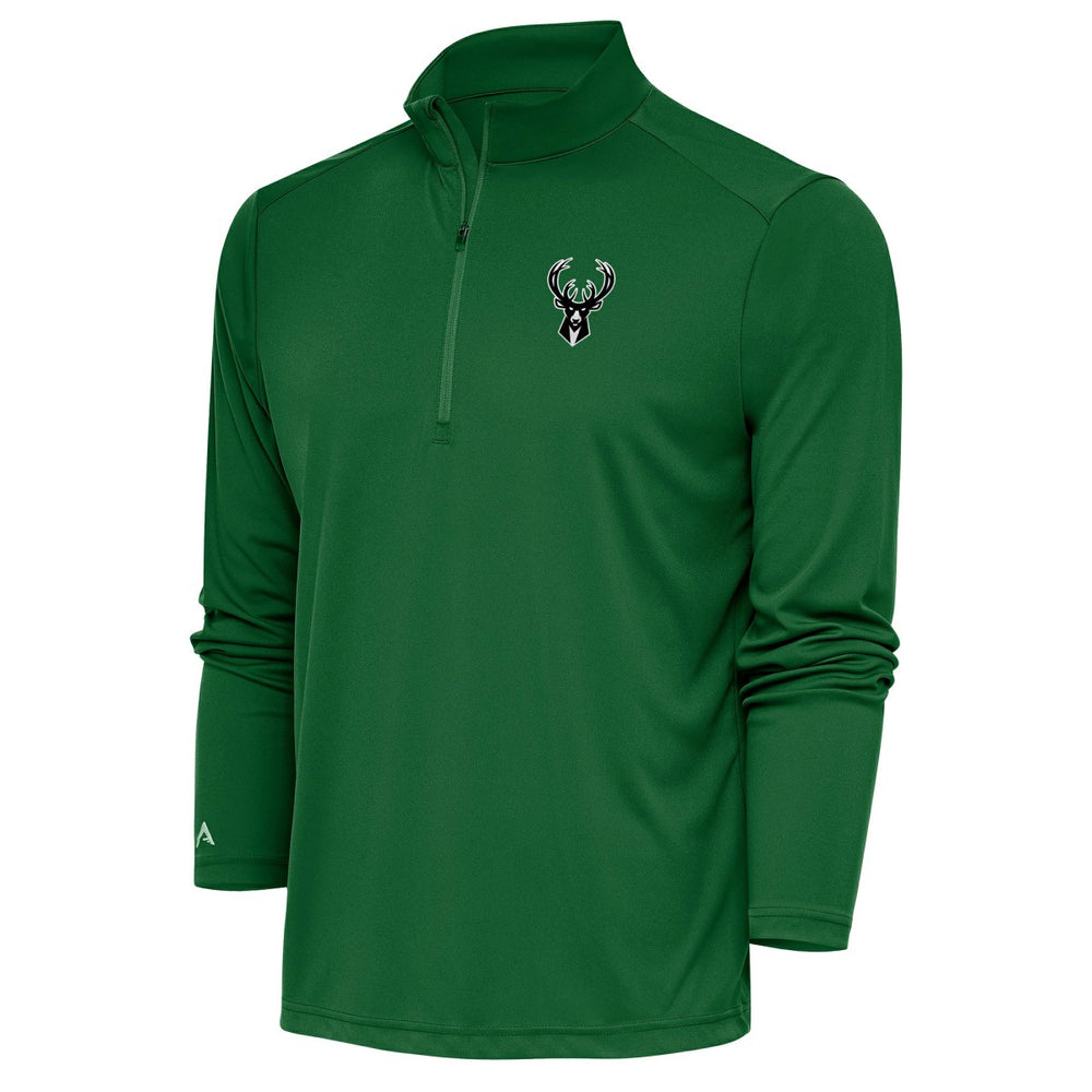 Milwaukee Bucks Antigua Metallic Logo Tribute Quarter-Zip Top