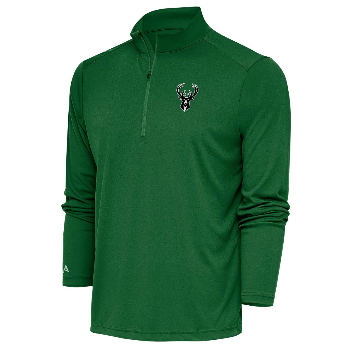 Milwaukee Bucks Antigua Metallic Logo Tribute Quarter-Zip Top
