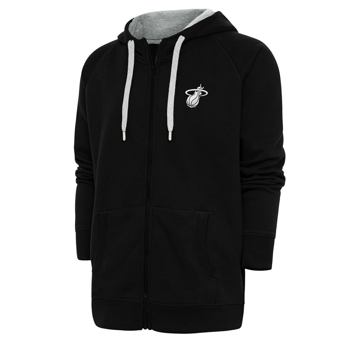 Miami Heat Antigua Metallic Logo Victory Raglan Full-Zip Hoodie