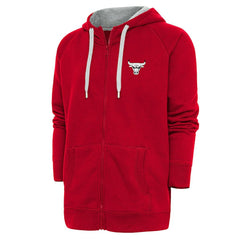 Chicago Bulls Antigua Metallic Logo Victory Raglan Full-Zip Hoodie