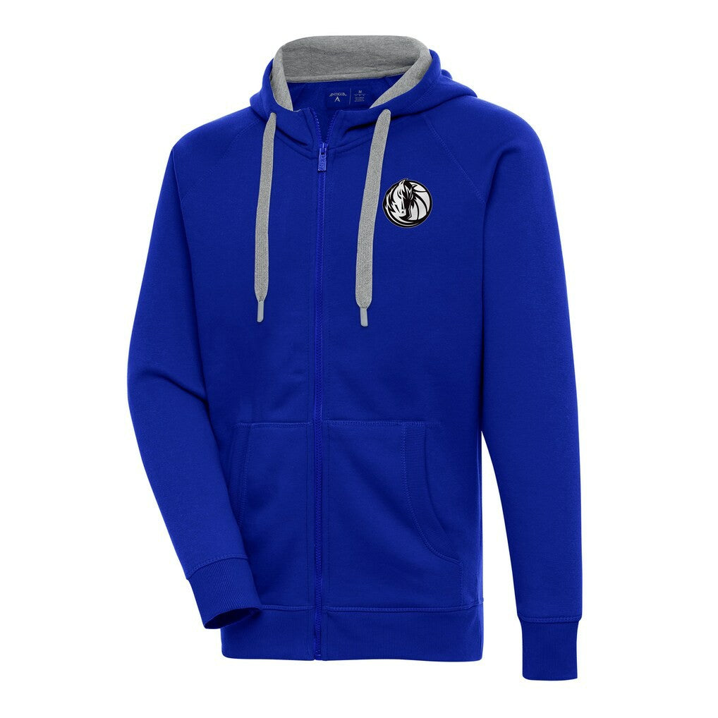 Dallas Mavericks Antigua Metallic Logo Victory Raglan Full-Zip Hoodie sale