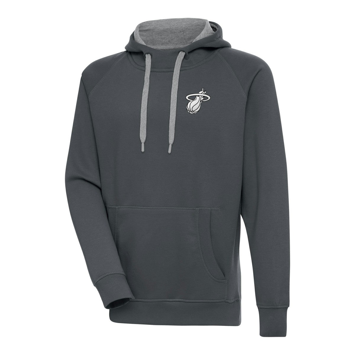 Miami Heat Antigua Metallic Logo Victory Raglan Pullover Hoodie