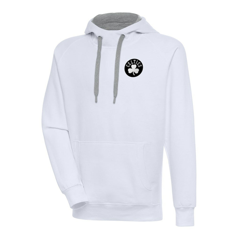 Boston Celtics Antigua Metallic Logo Victory Raglan Pullover Hoodie