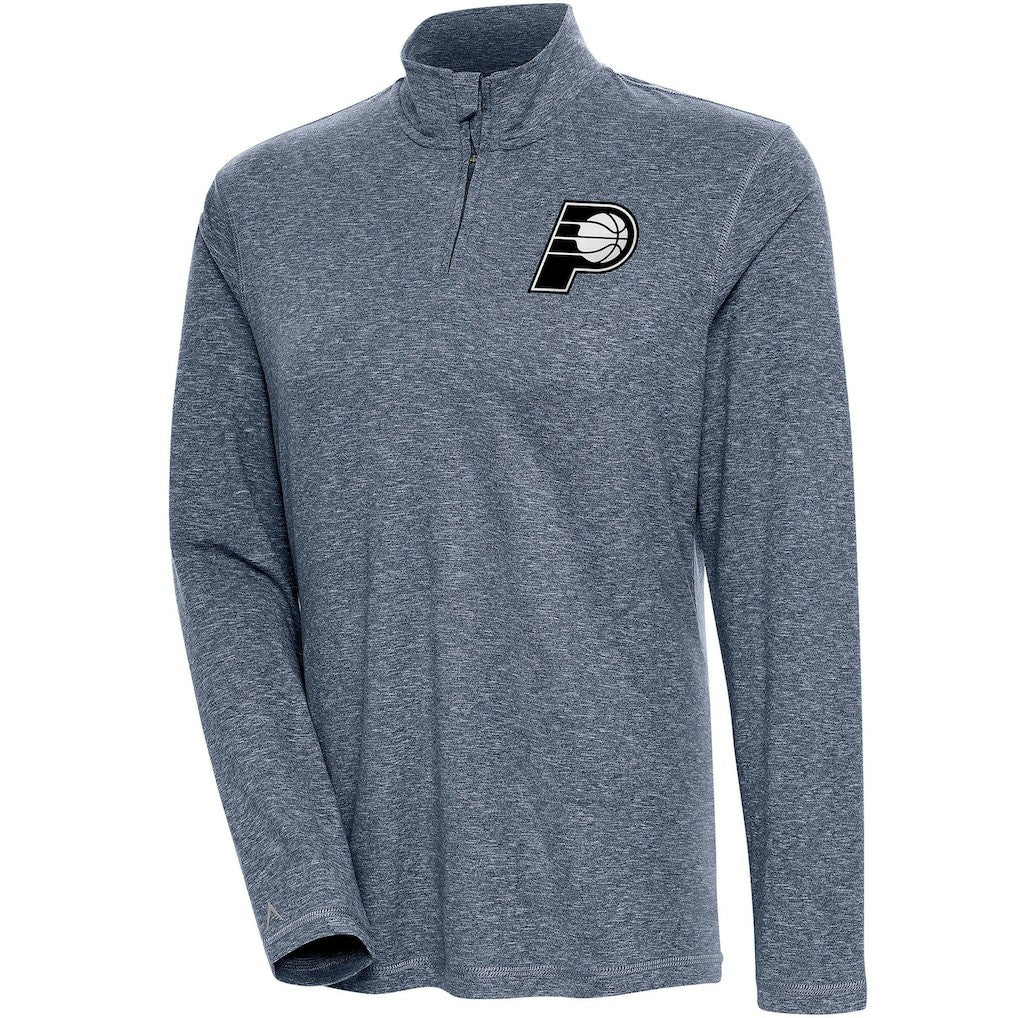 Indiana Pacers Antigua Women's Brushed Metallic Comfort Quarter-Zip Pullover Top - Heather Navy sale