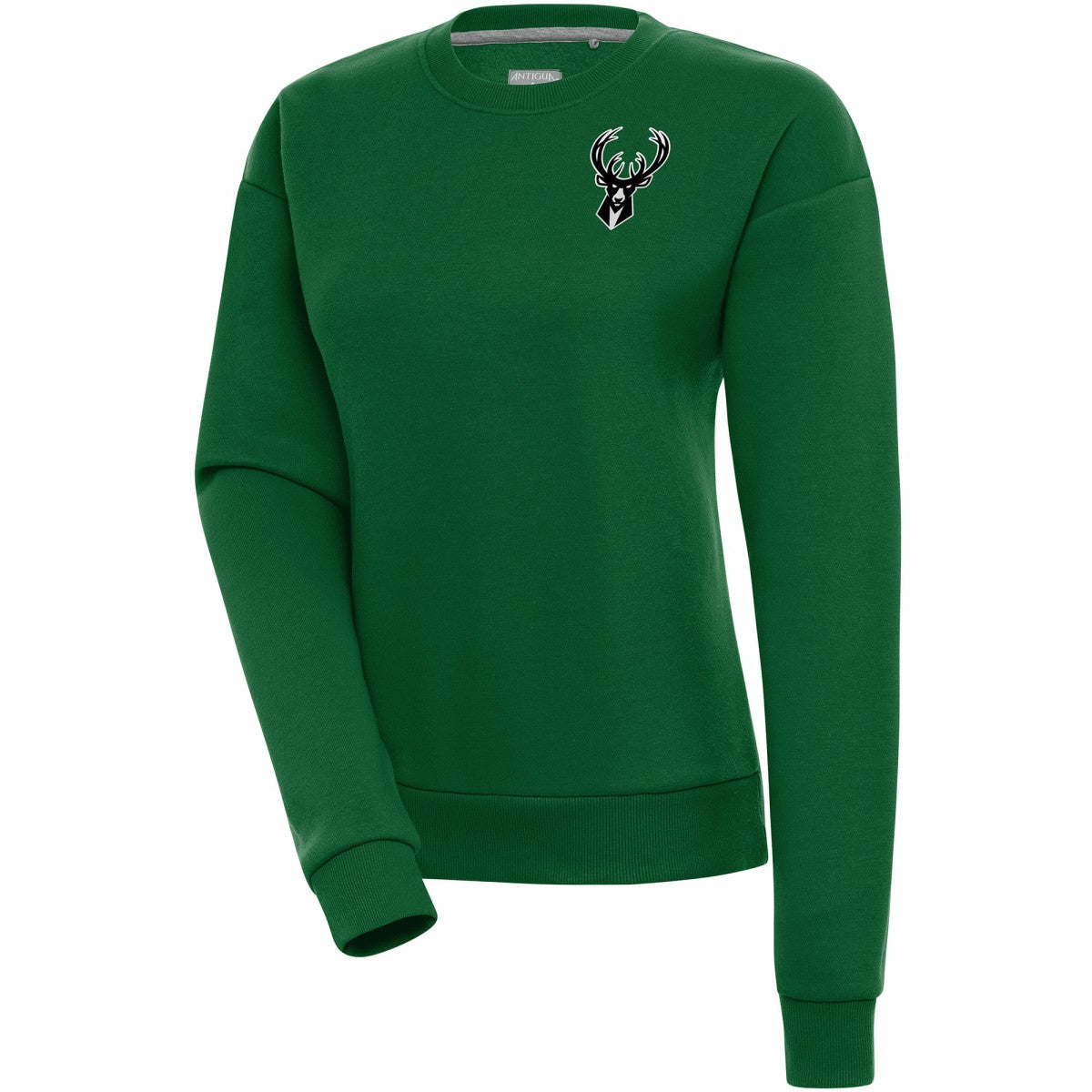 Milwaukee Bucks Antigua Women's Brushed Metallic Victory Pullover Sweatshirt - Hunter Green on sale