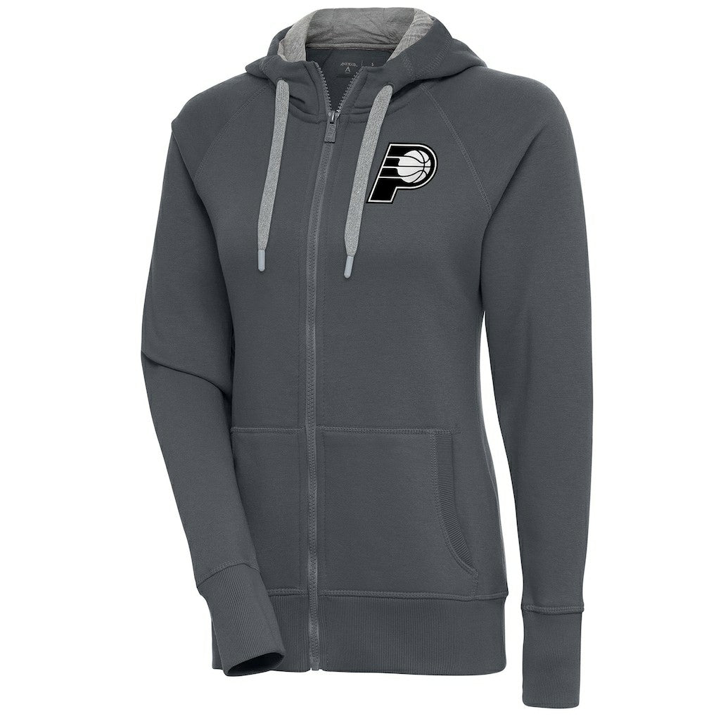 Indiana Pacers Antigua Women's Brushed Metallic Victory Full-Zip Hoodie - Charcoal shop