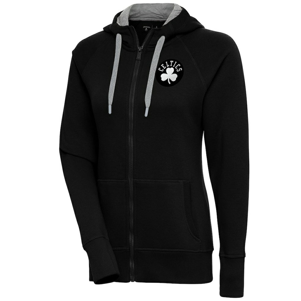 Boston Celtics Antigua Women's Brushed Metallic Victory Full-Zip Hoodie - Black sale