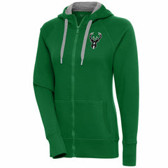 Milwaukee Bucks Antigua Women's Brushed Metallic Victory Full-Zip Hoodie - Hunter Green outlet