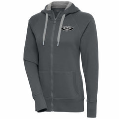 New Orleans Pelicans Antigua Women's Brushed Metallic Victory Full-Zip Hoodie - Charcoal sale