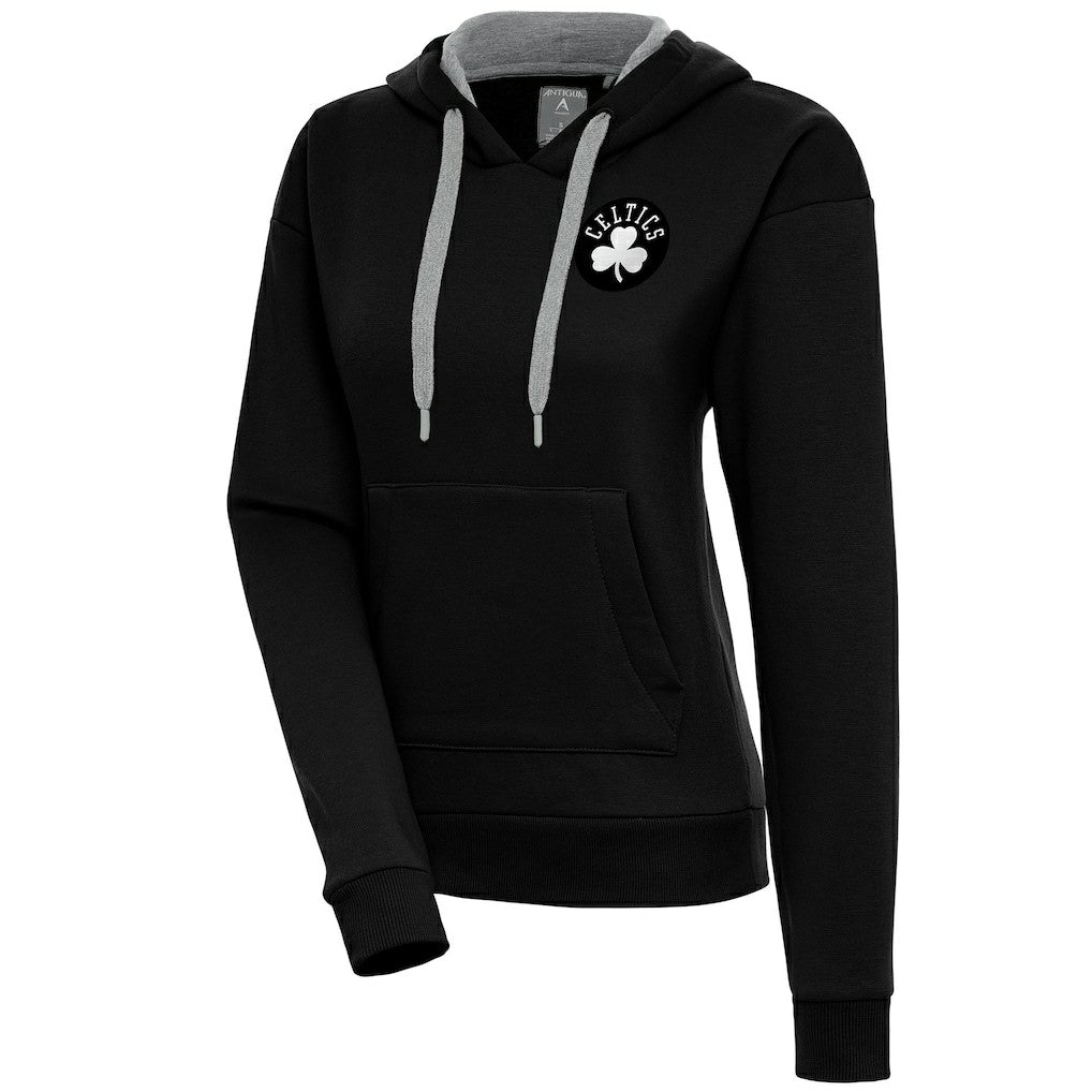 Boston Celtics Antigua Women's Brushed Metallic Victory Pullover Hoodie - Black discount