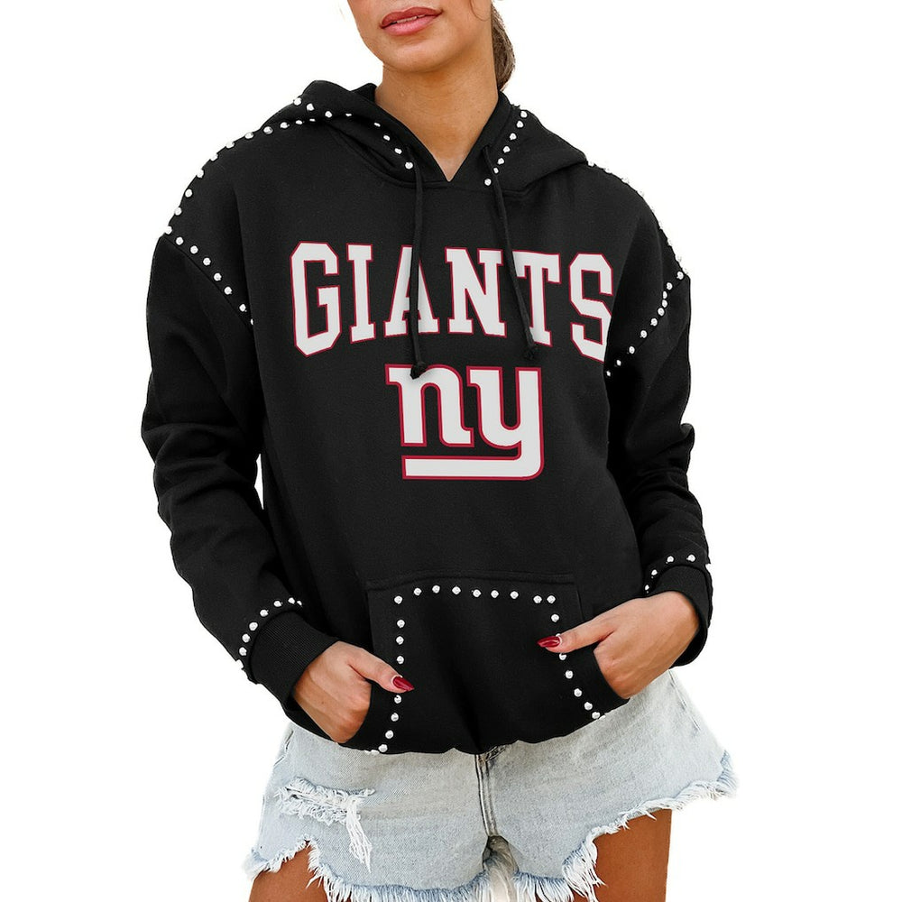 Gameday Couture Women's Oversized Catch the Vibe Studded Pullover Hoodie - New York Giants Hoodies