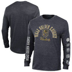 NHL Vegas Golden Knights Champion Multi-Logo Tri-Blend Long Sleeve T-Shirt