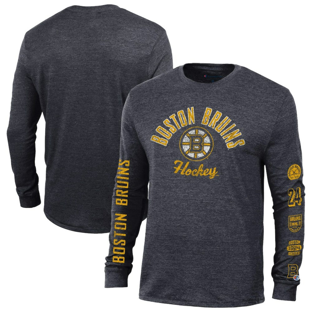 NHL Boston Bruins Champion Multi-Logo Tri-Blend Long Sleeve T-Shirt