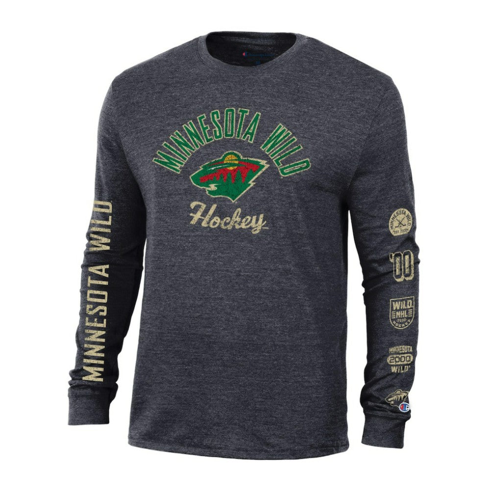 NHL Minnesota Wild Champion Multi-Logo Tri-Blend Long Sleeve T-Shirt