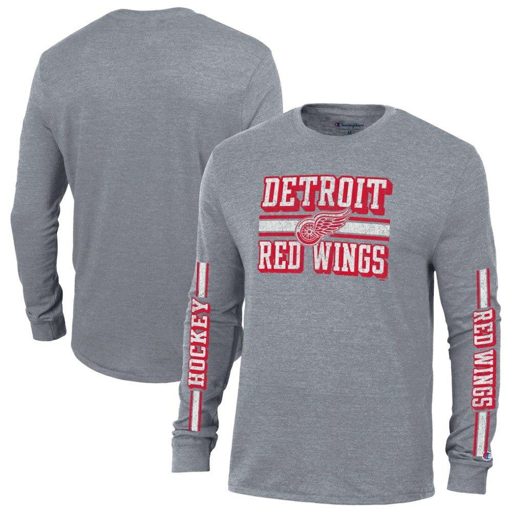 NHL Detroit Red Wings Champion Tri-Blend Dual-Stripe Long Sleeve T-Shirt