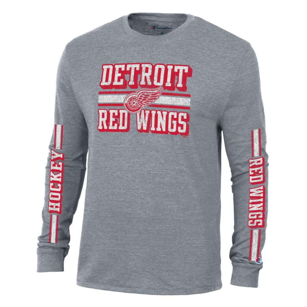 NHL Detroit Red Wings Champion Tri-Blend Dual-Stripe Long Sleeve T-Shirt
