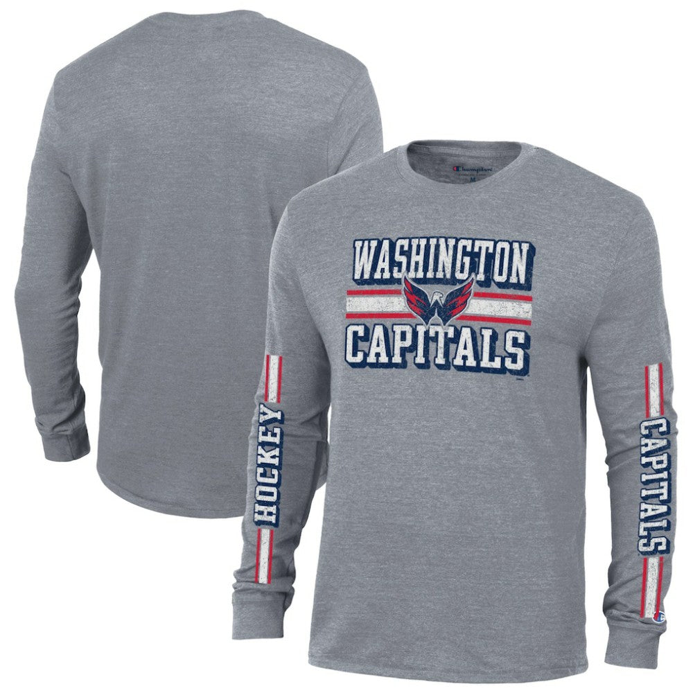NHL Washington Capitals Champion Tri-Blend Dual-Stripe Long Sleeve T-Shirt