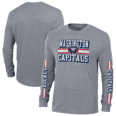 NHL Washington Capitals Champion Tri-Blend Dual-Stripe Long Sleeve T-Shirt