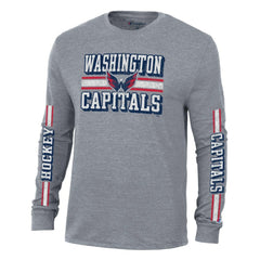 NHL Washington Capitals Champion Tri-Blend Dual-Stripe Long Sleeve T-Shirt