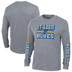 NHL St. Louis Blues Champion Tri-Blend Dual-Stripe Long Sleeve T-Shirt