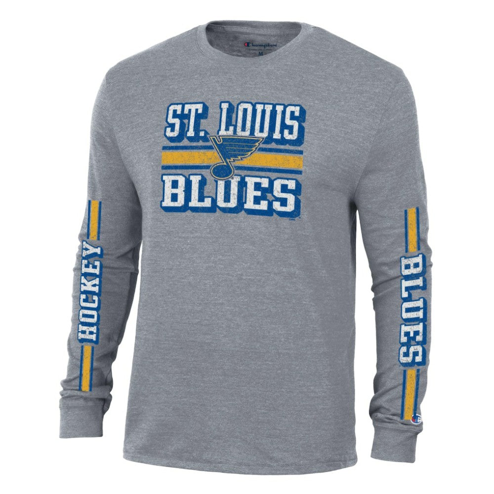 NHL St. Louis Blues Champion Tri-Blend Dual-Stripe Long Sleeve T-Shirt