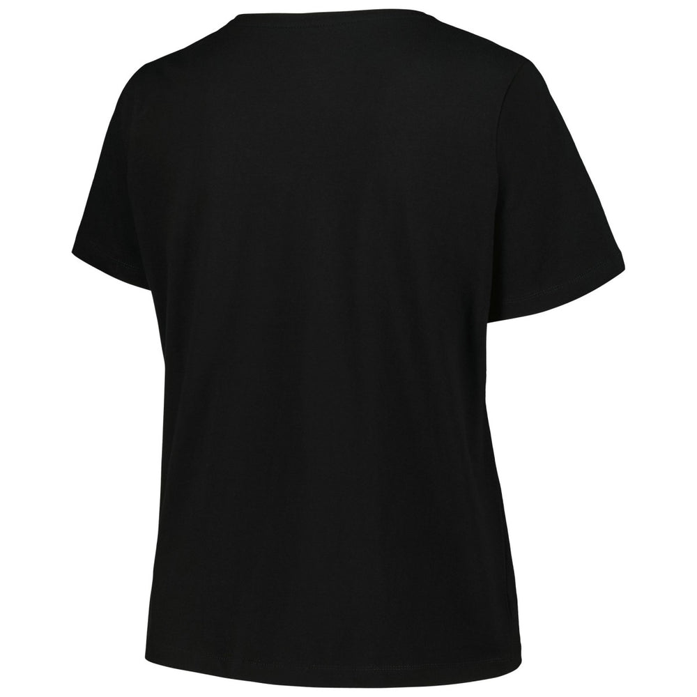 Milwaukee Bucks Profile Women's Plus Size Arch Over Logo V-Neck T-Shirt