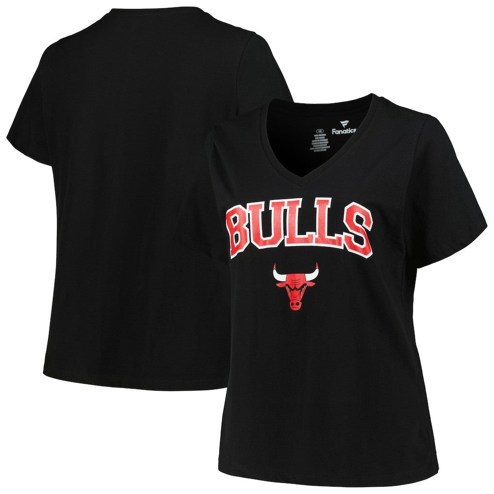 Chicago Bulls Profile Women's Plus Size Arch Over Logo V-Neck T-Shirt sale