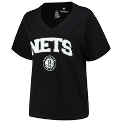 Brooklyn Nets Profile Women's Plus Size Arch Over Logo V-Neck T-Shirt