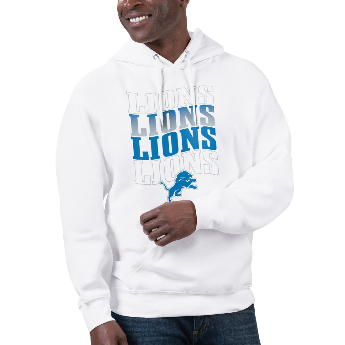 Starter Unisex Name Drop Logo Pullover Hoodie - Detroit Lions Hoodies
