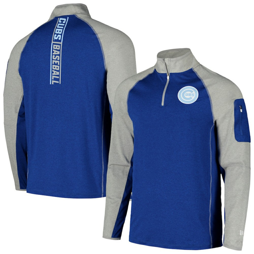 Royal Chicago Cubs New Era Father's Day Raglan Quarter-Zip Top