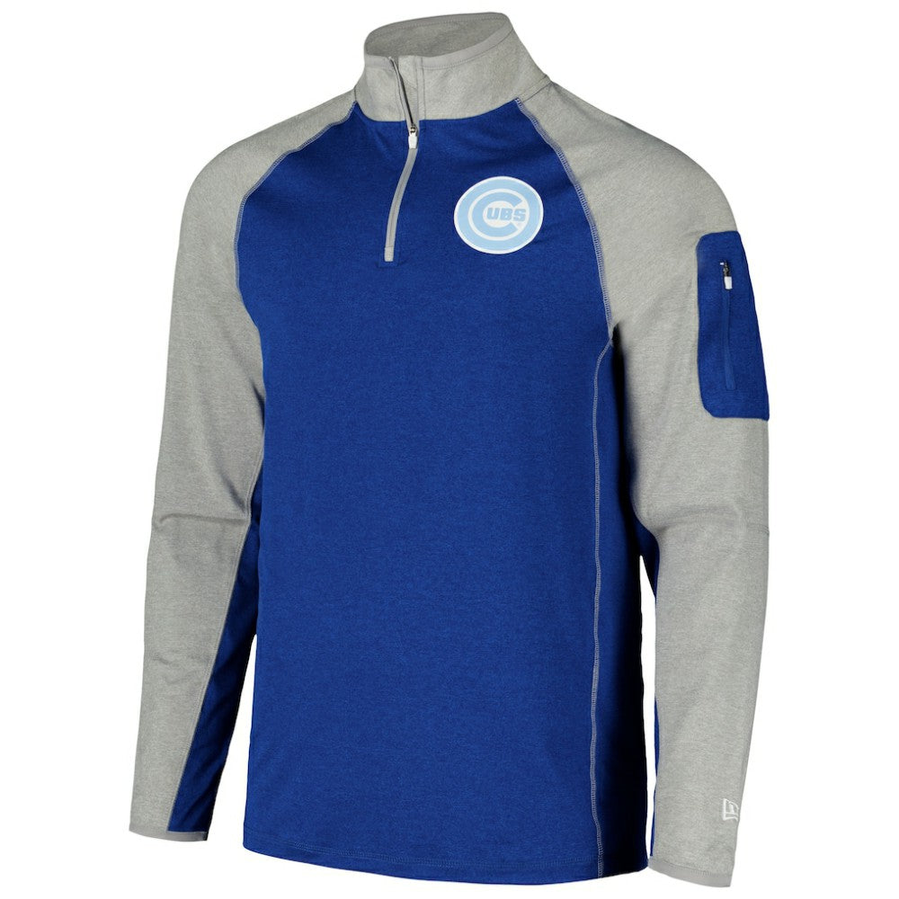 Royal Chicago Cubs New Era Father's Day Raglan Quarter-Zip Top