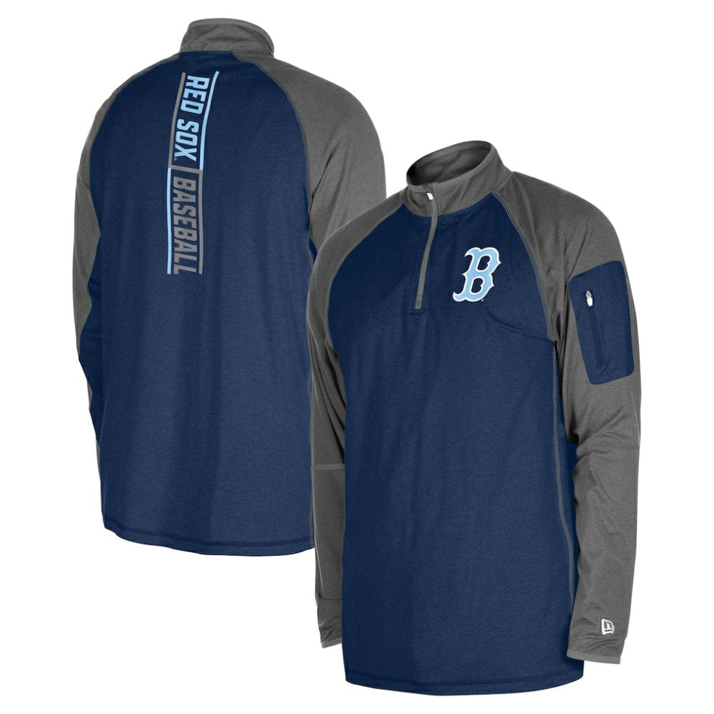 Navy Boston Red Sox New Era Father's Day Raglan Quarter-Zip Top
