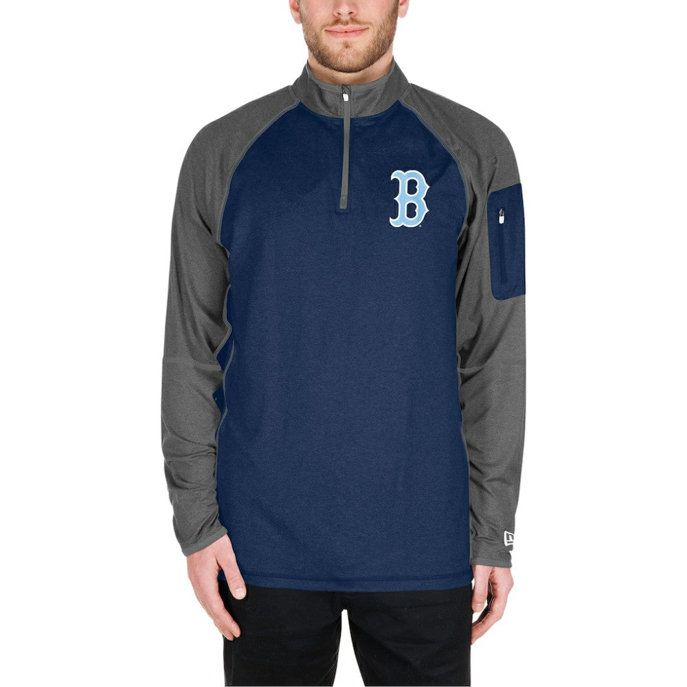 Navy Boston Red Sox New Era Father's Day Raglan Quarter-Zip Top