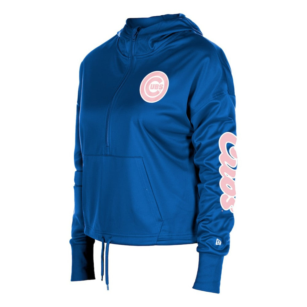 Royal Chicago Cubs New Era Women's Half-Zip Hoodie
