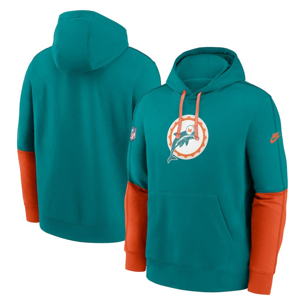 Throwback Logo Club Tri-Blend Pullover Hoodie - Miami Dolphins Hoodies