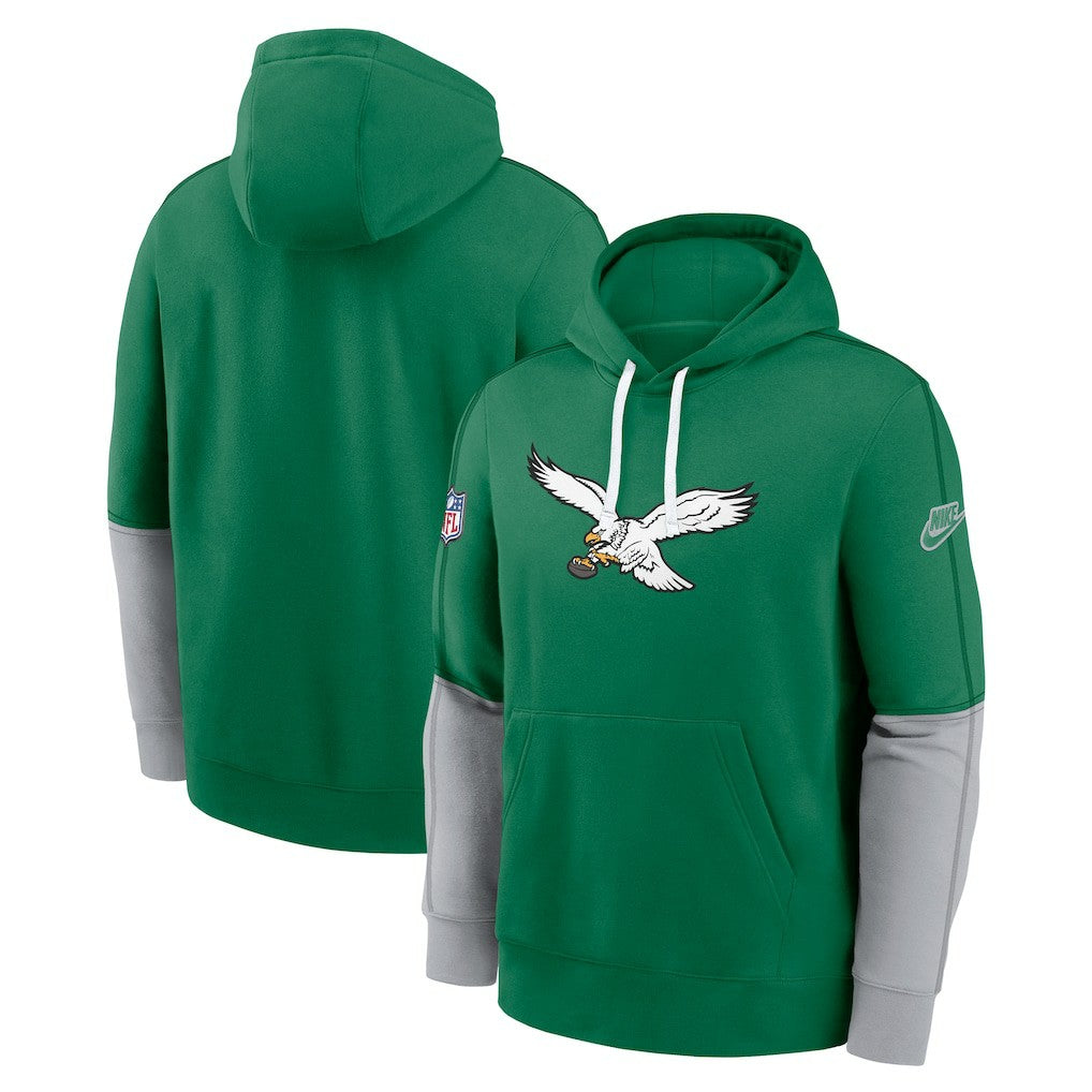 Throwback Logo Club Tri-Blend Pullover Hoodie - Philadelphia Eagles Hoodies