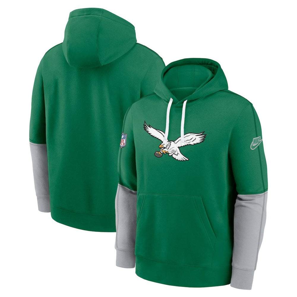 Throwback Logo Club Tri-Blend Pullover Hoodie - Philadelphia Eagles Hoodies