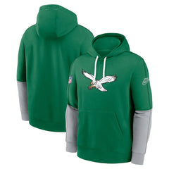 Throwback Logo Club Tri-Blend Pullover Hoodie - Philadelphia Eagles Hoodies