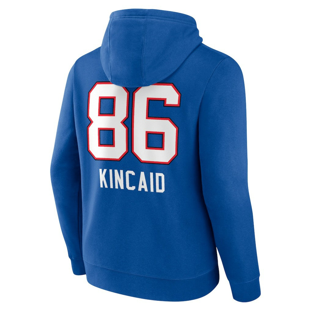Dalton Kincaid  Team Wordmark Player Name & Number Pullover Hoodie - Buffalo Bills Hoodies