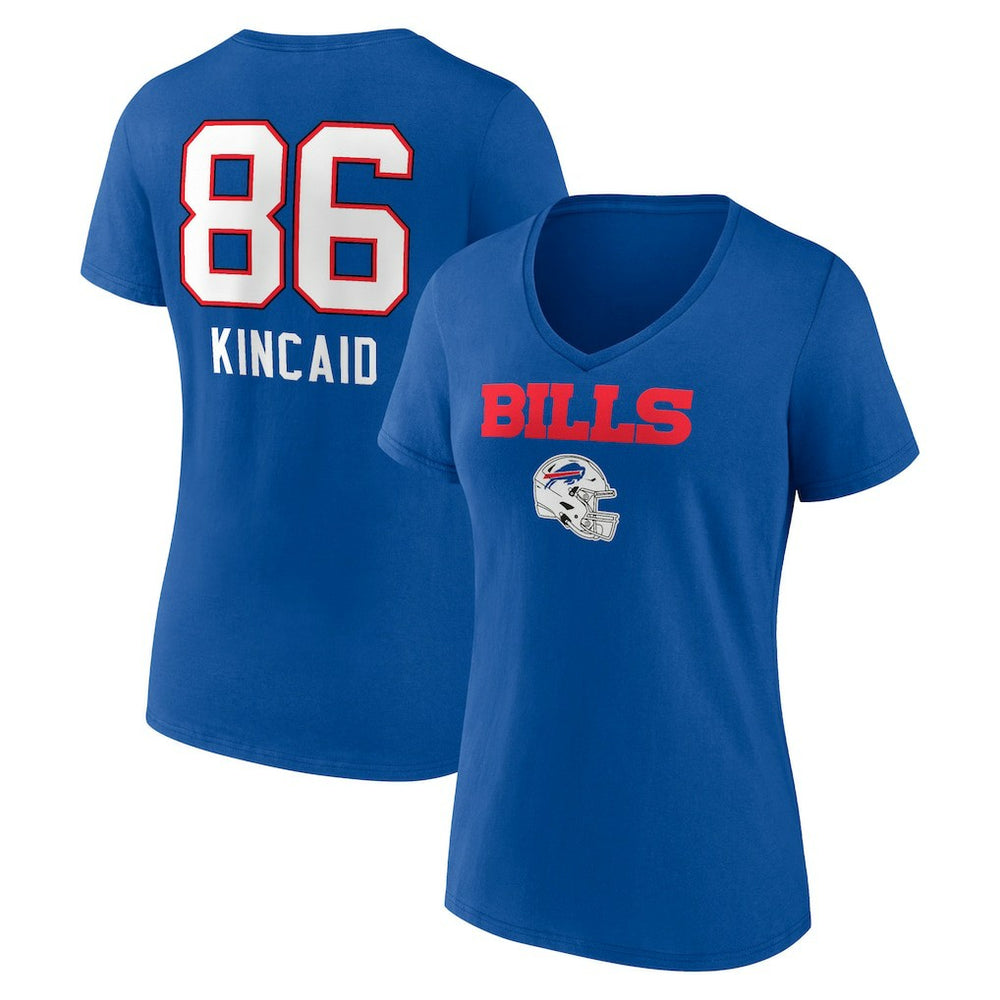 Dalton Kincaid  Women's Team Wordmark Player Name & Number V-Neck T-Shirt - Buffalo Bills T-shirts