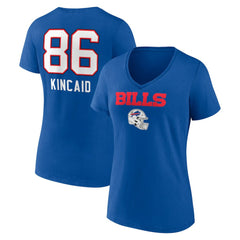 Dalton Kincaid  Women's Team Wordmark Player Name & Number V-Neck T-Shirt - Buffalo Bills T-shirts