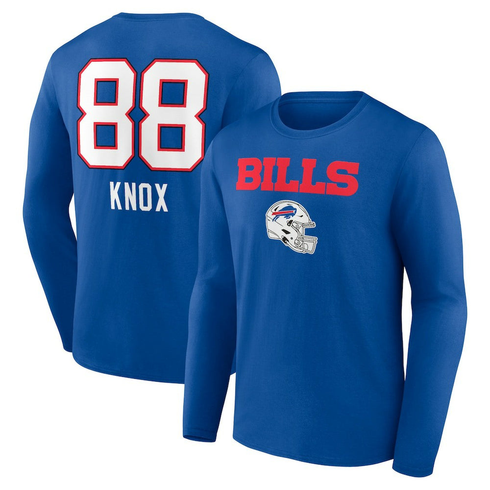 Dawson Knox  Team Wordmark Player Name & Number Long Sleeve T-Shirt - Buffalo Bills T-shirts