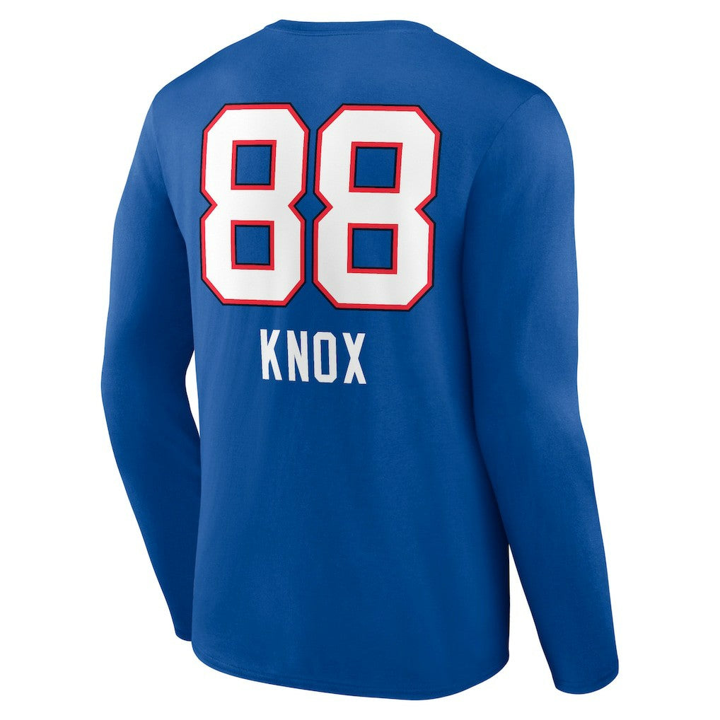 Dawson Knox  Team Wordmark Player Name & Number Long Sleeve T-Shirt - Buffalo Bills T-shirts