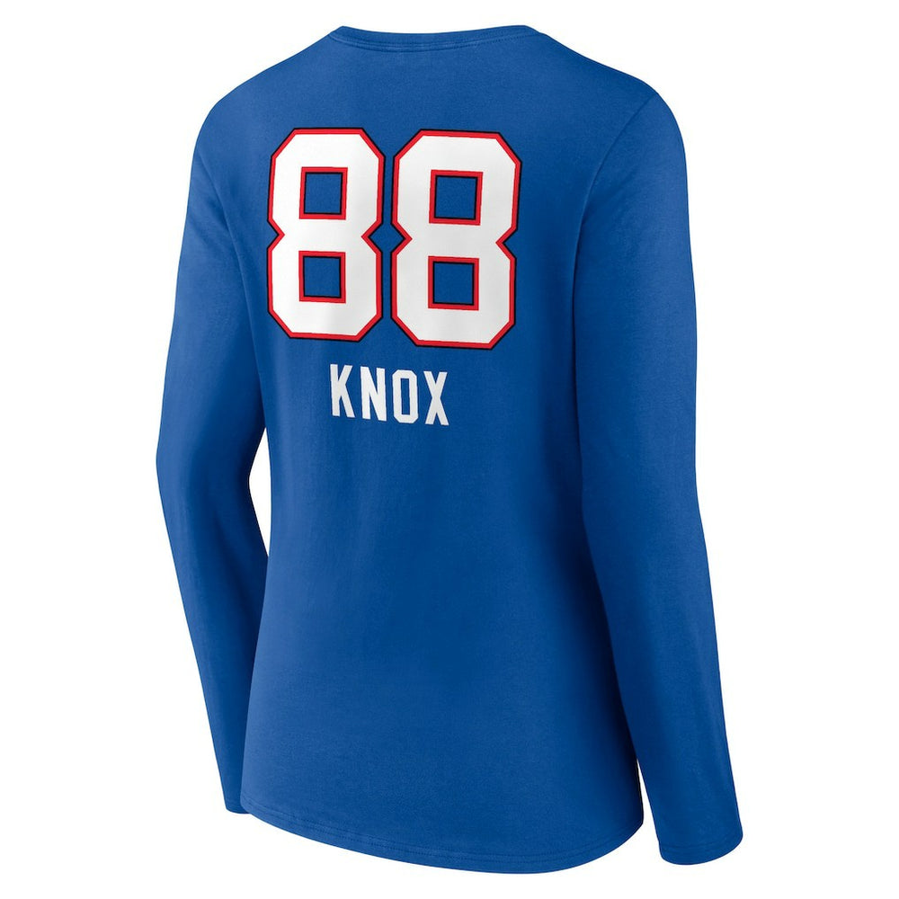 Dawson Knox  Women's Team Wordmark Player Name & Number Long Sleeve V-Neck T-Shirt - Buffalo Bills T-shirts