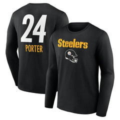 Joey Porter Jr.  Team Wordmark Player Name & Number Long Sleeve T-Shirt - Pittsburgh Steelers T-shirts